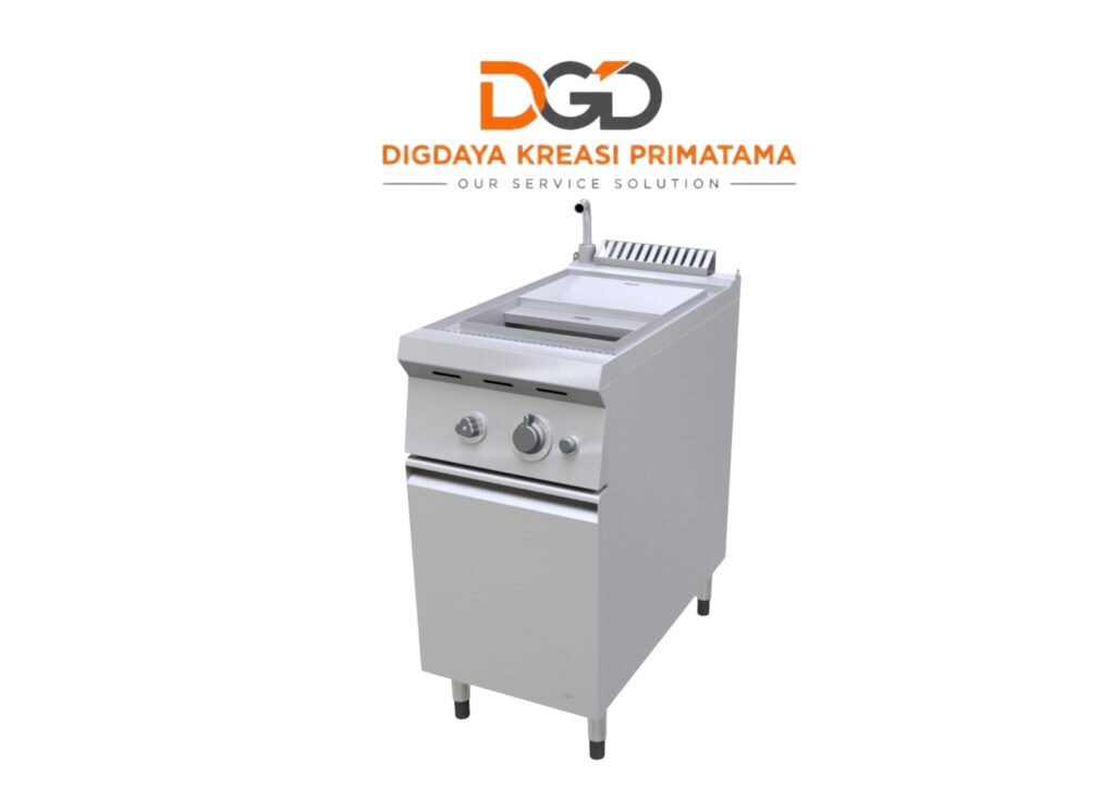 Mesin noodle cooker double soup tank stainless steel untuk perebus mie restoran.