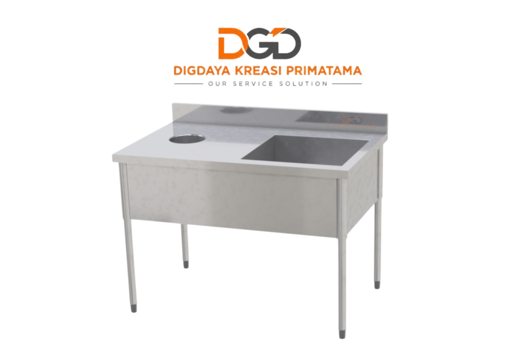 L-R Soiled Table Sink Scraphole with Splashback stainless steel ukuran 1200x750 mm