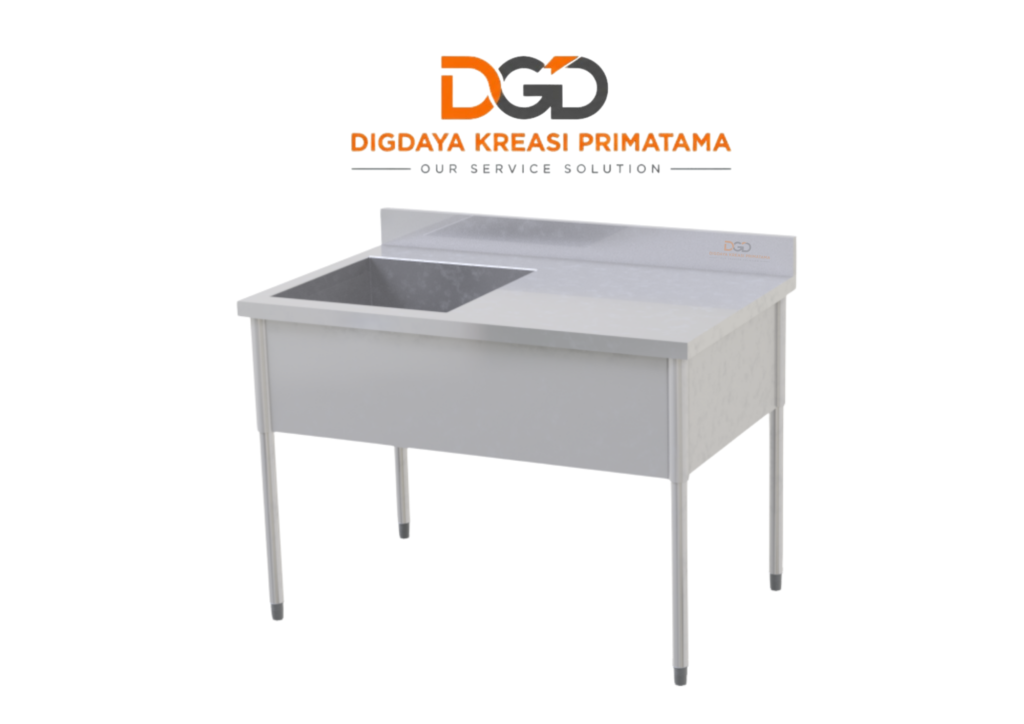 Left Bowl Table Sink with Splashback 1200x750 Bak Cuci Piring Stainless Steel Komersial 1 Lubang Kiri
