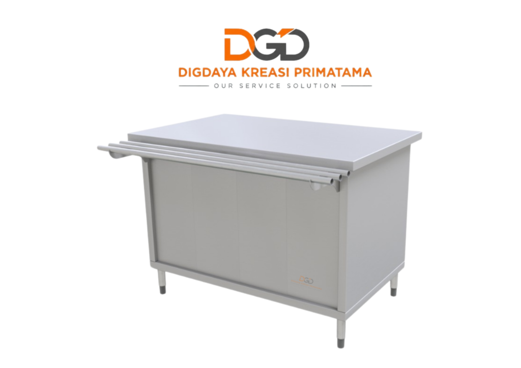Neutral buffet food counter stainless steel untuk meja prasmanan hotel dan restoran.