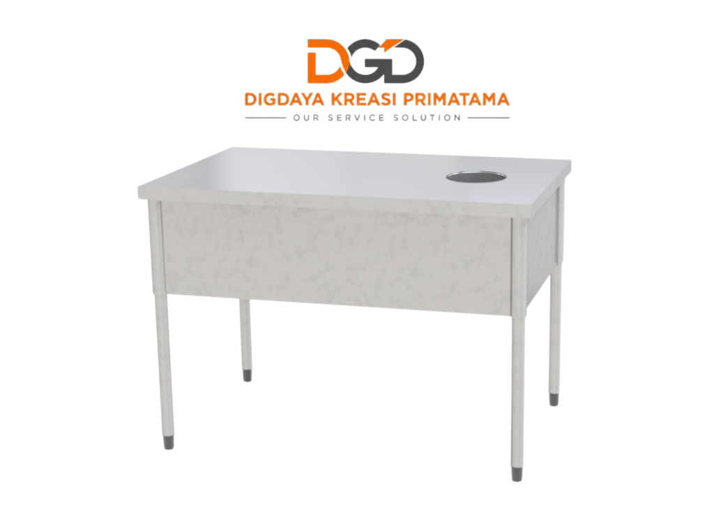 Meja stainless steel R-L Soiled Table Scraphole tanpa splashback ukuran 1200x750 mm untuk dishwasher dapur komersial.