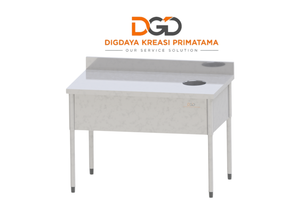 R Soiled Table Scraphole dengan Splashback Stainless Steel 1200x750 mm