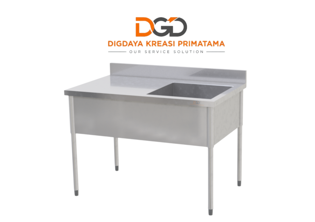 Right Bowl Table Sink with Splashback 1200x750 Bak Cuci Piring Stainless Steel Komersial 1 Lubang Kanan