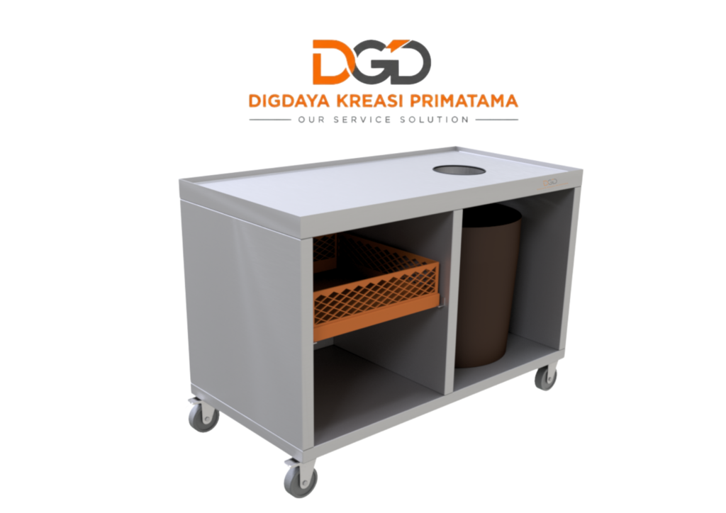 roli pembersih makanan Waste Trolley & Tray Rack dari stainless steel